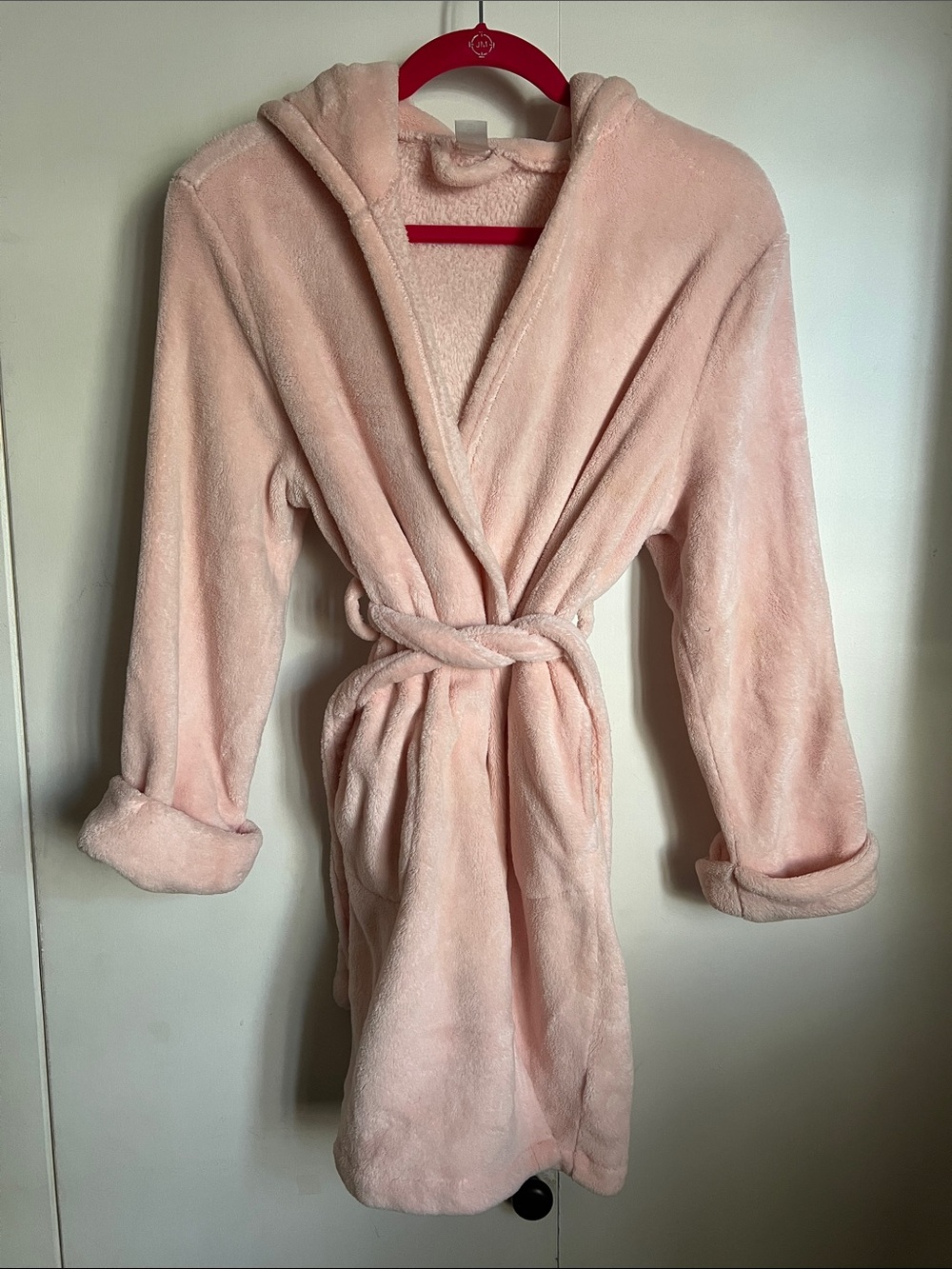 GAP Kids Plush Hooded Robe in Light Pink